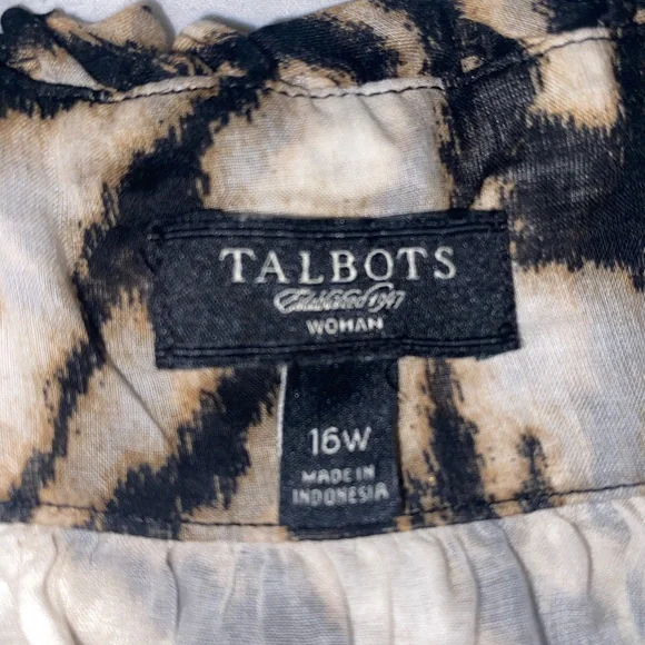 Talbots Black and Cream Zebra Print Blouse - Picture 4 of 5